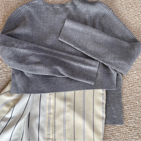 3.1 Phillip Lim Knit Long-Sleeve Pullover With Combo Shirt, Size S - Picture 5 of 12